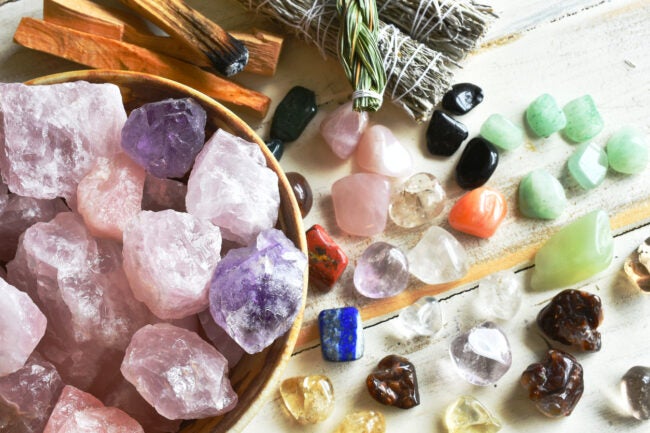 healing rose quartz and other gem assortment