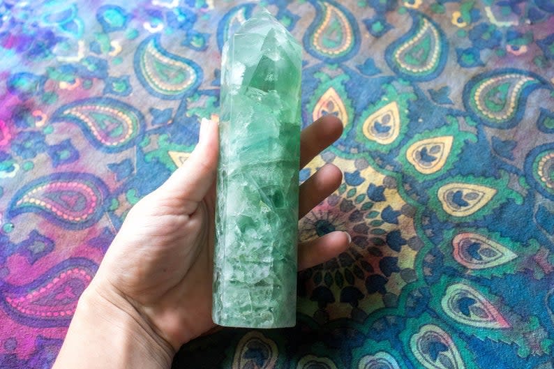 STYLECASTER | Best Places to Buy Crystals | green flourite tower