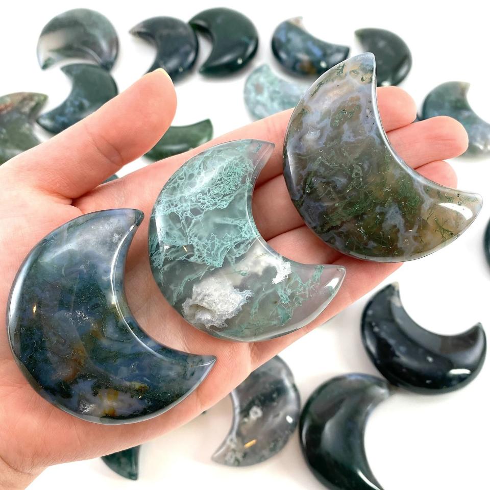 Moss Agate Moon The Spirit Nectar Etsy