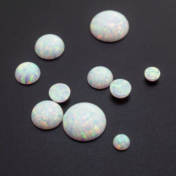 Kyocera White Opal Cabochon Stones - Lab Grown