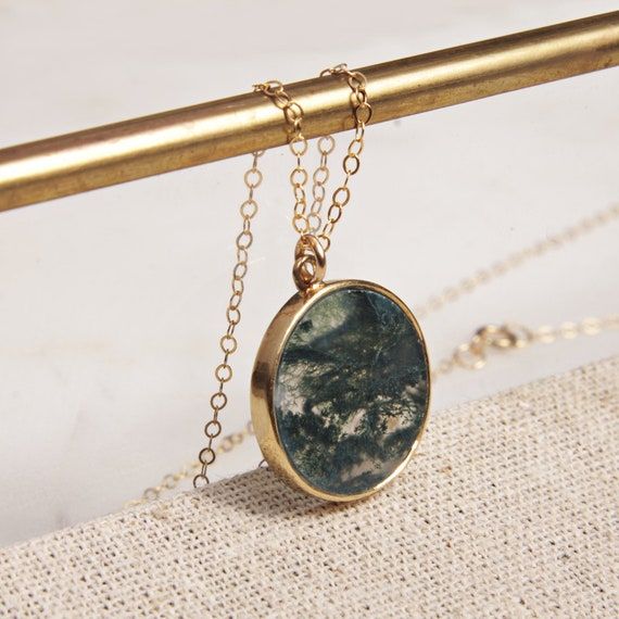 Moss Agate Pendant Necklace