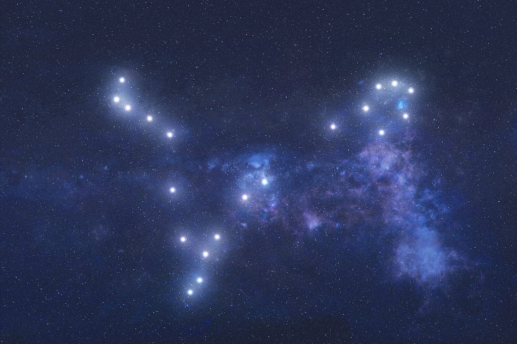 Pisces Constellation stars in outer space. Zodiac Sign Pisces constellation stars. Elements of this image were furnished by NASA