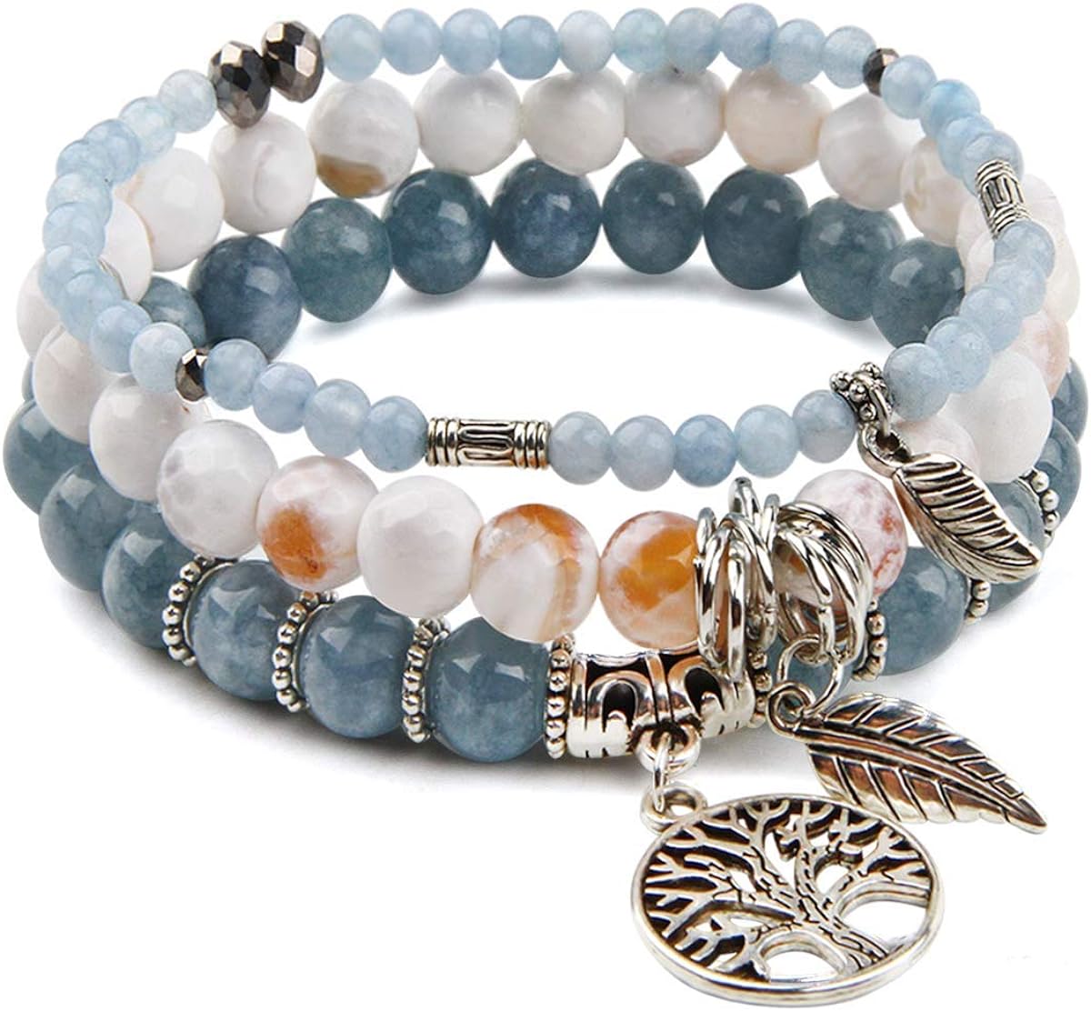 Tree of Life Turquoise Jasper Tibetan Agate Bracelet.