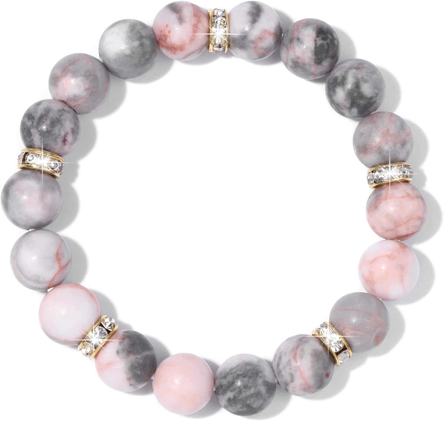 GlobalJew Healing Bracelet for Women - Pink Zebra Stone