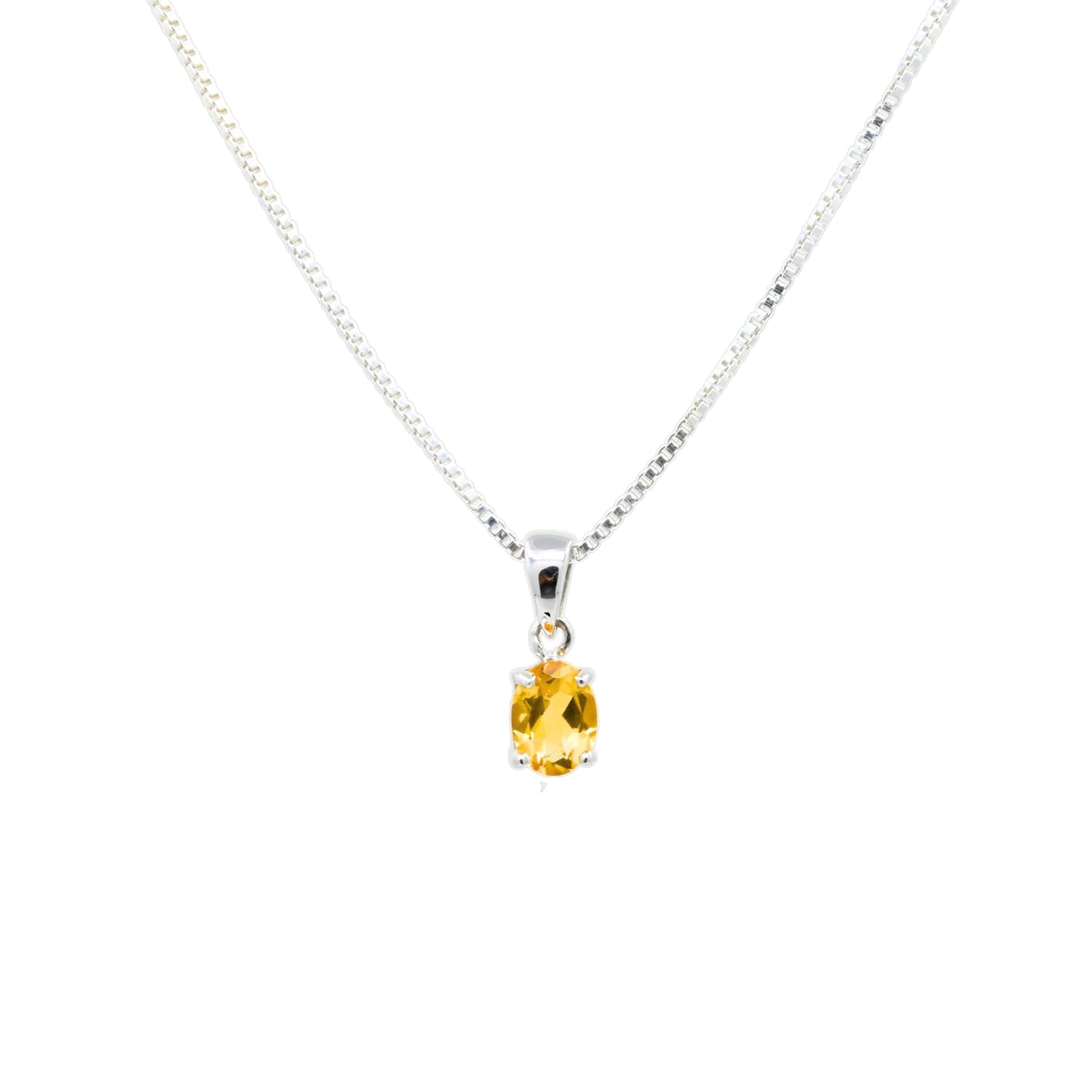 TRUFINE Citrine Pendant Necklace with Box Chain