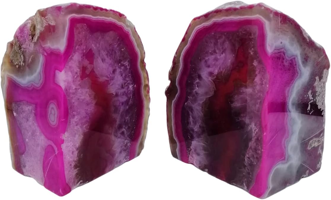 XMHOME Agate Bookends Dyed Pink 3-4lbs