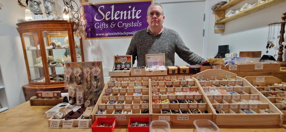 Danny Gee, co-owner of Selenite Crystals (Photo: Lucinda Herbert)